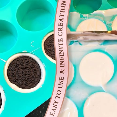 Image of HKNMTT Silicone Round Cookie Mold, 4 PCS Candy Chocolate Moulds, 12-Cavity Cylinder Non-Stick Food Grade BPA Free Moulds for Making Handmade Soap Mini Cake Jelly Brownie Pudding Jello