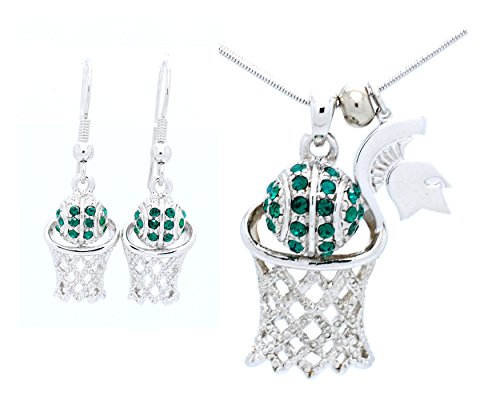 Violet Victoria & Fan Star Michigan State Basketball Necklace & Earring Set - Dangle Earrings