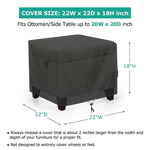Sunpatio Outdoor Ottoman Cover, Waterproof Square Coffee Table Cover, Patio Furniture Covers Side Table Cover, All Weather Protection, 22W X 22D X 18H, Black #TOP4