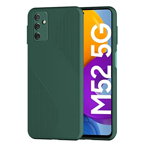 Image of WOW IMAGINE Protective Combat Series Shockproof Line Gradient Textured case with Scratch Resistant, Anti Slip, Camera Protection for Samsung Galaxy M52 5G - Textured Green