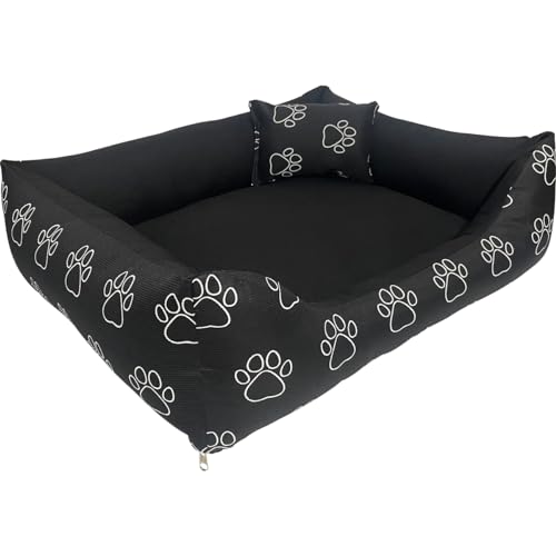Cama Caminha para Pet Cachorro Gato Grande 70x60 com Zíper Lavável e Fundo Impermeável (Patinhas)