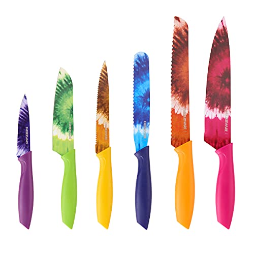 Farberware Tie Dye Pattern Knife Set With Shears And Blade Covers, 12-Piece, Multicolor #TOP2