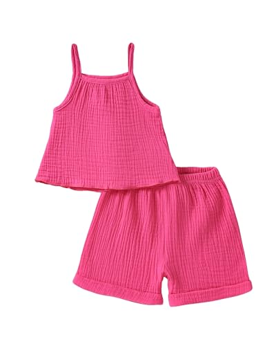 Image of Weebaby Toddler Girl Clothes Baby Summer Outfits Sleeveless Halter Top Ruffle Short Set Cute Kids Clothes Girls