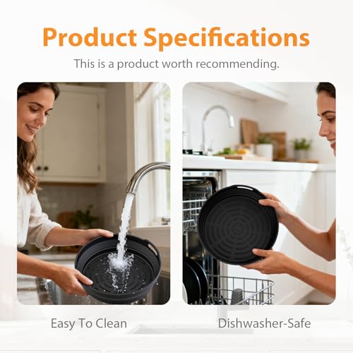 GRIFEMA 2 Pack Silicone Air Fryer Liner, Reusable, BPA-free, Oil-Resistant, Foldable, 5-8 L, Replacement for Disposable Baking Parchments, Airfryer Silicone Liners for Air Fryers, Ovens, Microwaves