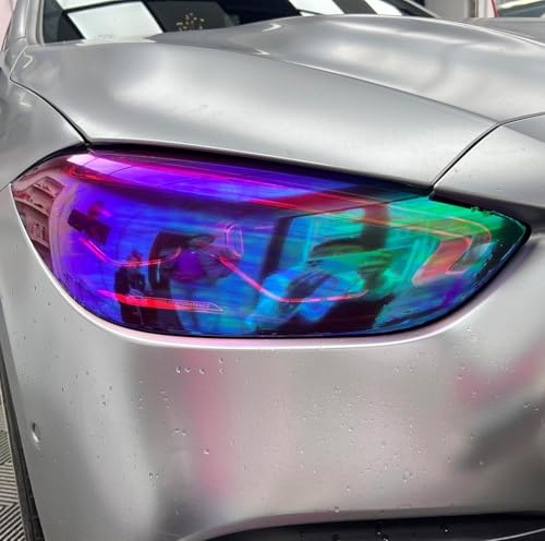 Image of HOME13 Self Adhesive Auto Car Tint Headlight Taillight Fog Light Vinyl Smoke Film Sheet Sticker Cover Car & Bike Protection Film (Chameleon Pink, 24x80 Inch)