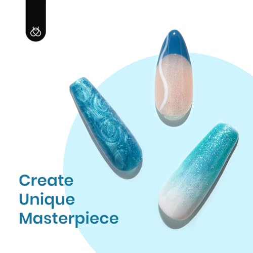 Image of Beetles Blue Gel Polish Set - Mermaid Treasures Collection, Glitter Pearl Polish Navy Dark Blue Colors Gel Nail Art Design Soak off Uv Led Nail Lamp St Patrick Day