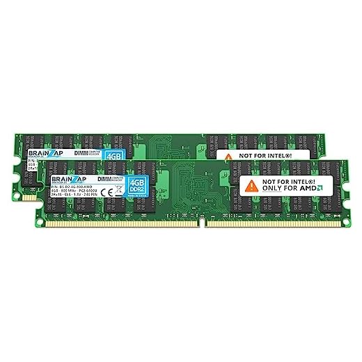 BRAINZAP 8GB DDR2 RAM DIMM PC2-6400U 2Rx16 800 MHz 1.8V CL6 AMD PC Arbeitsspeicher (2X 4GB)