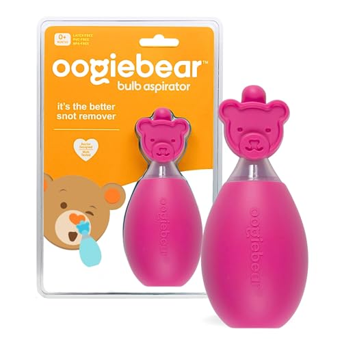 Image of oogiebear: Baby Nasal Aspirator - Safe Booger & Earwax Remover for Newborns, Infants, Toddlers - Better Syringe, Airtight Suction, Nose Sucker - Essential Baby Stuff, Diaper Bag Must-Haves, Pink