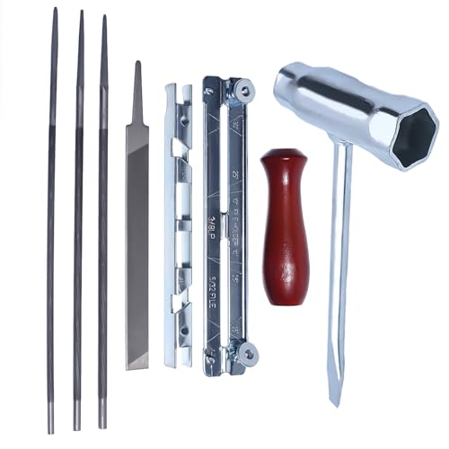 Mtanlo Affuteuse de Tronçonneuse Professionnel Kit,Chaîne Affûtage kit pour Husqvarna Stihl Poulan Pro Echo Homelite, 3 limes rondes – 5/32 (4 mm), 3/16 (4,8 mm), 7/32 (5,5 mm)