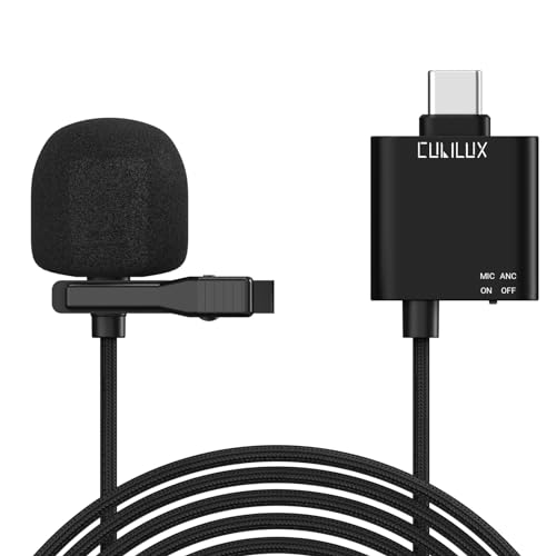 Cubilux USB C Microphone, Active Noise Cancellation Type C Lavalier Lapel MIC for Vlog, YouTube TikTok, Compatible with iPad Pro, iPad 10, iPad Air 5/4, Samsung S24/S23/S22 Pixel 8/7/6 Pro More