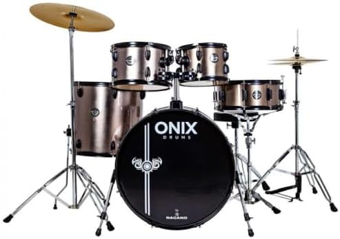 Bateria Acústica Nagano Onix Smart Silver DSR Bumbo 22" Completo ...