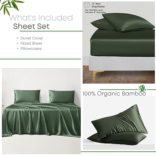 LINENWALAS Double Bed Sheet Set, 300 Thread Count 100% Bamboo Double Bedding Set - Image 2