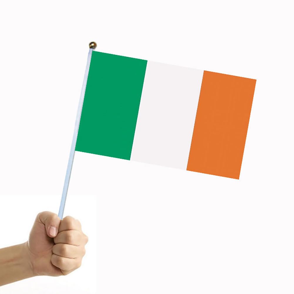 Banderines Irlandeses De Mano - Pack 15 Unidades, 14x21cm, Tela Poliéster, Para Fiestas Y Eventos Temáticos
