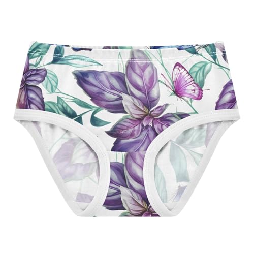 Purple Green Floral Butterflies White Toddler Girls Underwear 2t Cotton Little Girl Panties Fun Kids Briefs Undies