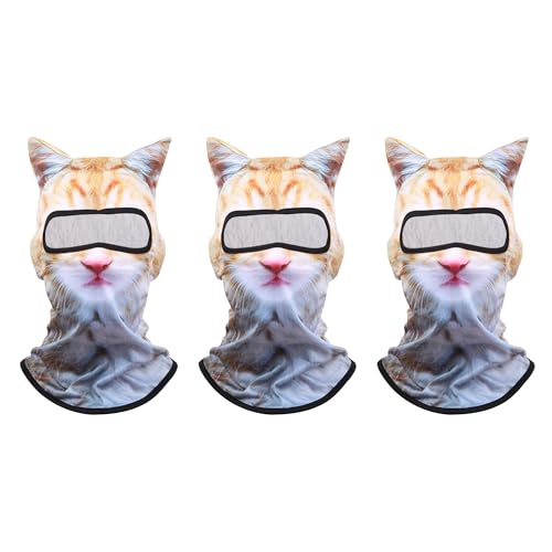 Image of 3D Cat Ski Balaclava Sheisty Face Mask with Ears for Music Festivals Raves Ski Halloween Party Outdoor Activities