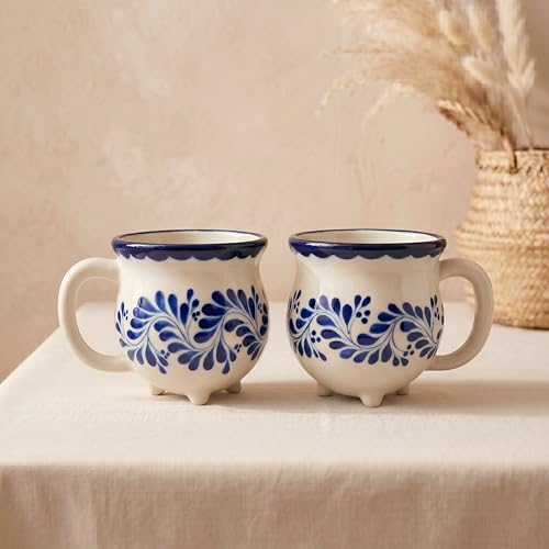 Set de 2 mugs grandes de cerámica pintados a mano miniatura 1