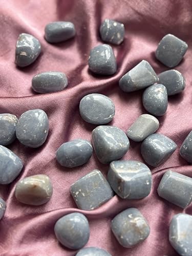 Image of Tumbled Stones, Natural Crystal Healing Stones, Home Office Decor, Aquarium Decorative Pebbles, Vase Fillers (Blue Lace Agate, 50)