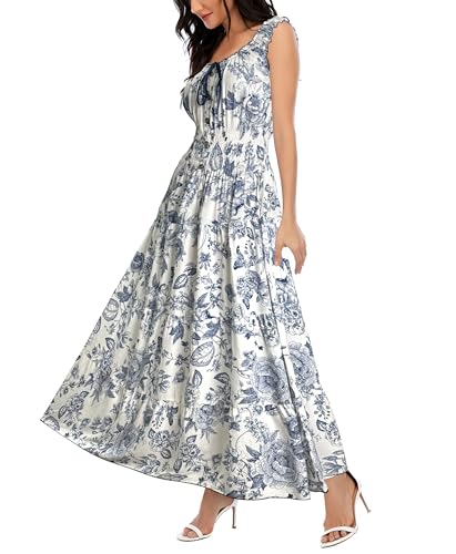 Image of OSTOO Women's 2026 Summer Boho Floral Print Tiered Casual Flowy Long Maxi Dress