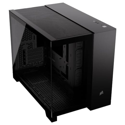CORSAIR 2500X Small-Tower mATX Case per PC a Doppia Camera - Vetro Temperato Panoramico - Compatibile con Scheda Madre a Connessione Inversa - Nessuna Ventola Inclusa - Nero