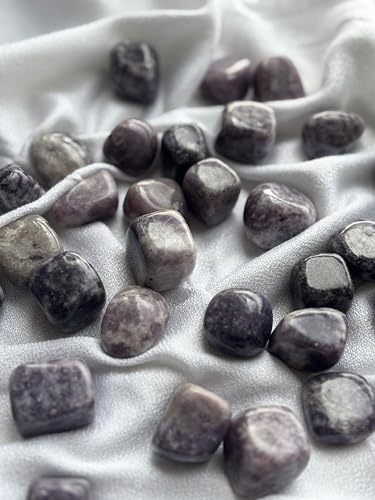 Image of Tumbled Stones, Natural Crystal Healing Stones, Home Office Decor, Aquarium Decorative Pebbles, Vase Fillers (Lepidolite, 50)