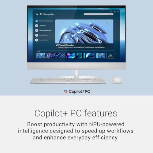 Image of Dell All-in-One 27 inch Desktop Computer, Intel Ultra 7 355 - Copilot+ PC, 27-inch FHD IPS Display Touchscreen, 32GB DDR5 RAM 5600MT /s, 1TB SSD, Windows 11 Pro BT6, Wi-Fi 7 Keyboard & Mouse