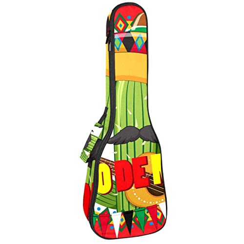 Housse étanche pour ukulélé ténor et soprano - Sac à dos rembourré à motif cactus