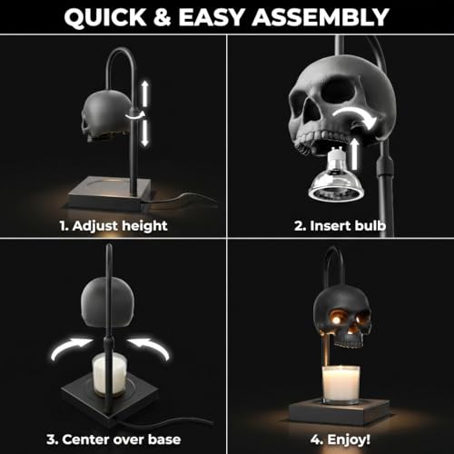 Nomnu Skull Candle Warmer Lamp, Black Spooky Gothic Decor w/Timer & Dimmer - Image 5