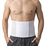 Beman 5064 - Pancera Millerighe Uomo Donna Fascia Addominale Contenitiva Post Operatoria Post Parto Elasticizzata A Strappo Altezza 20cm (M, Bianco)