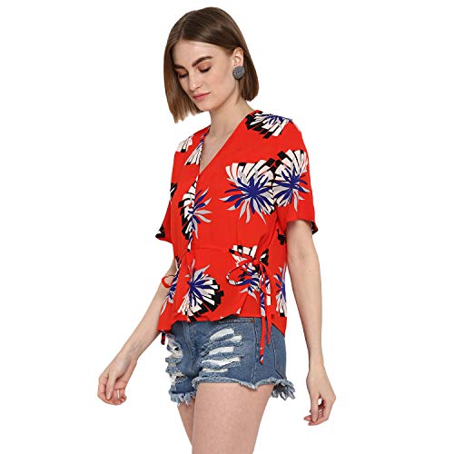 Image of Mode By Red Tape Women Orange Printed Blouse /Top