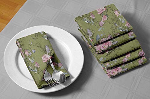 Linge de table imprimé pivoines en coton durable 20 x 20 - 3
