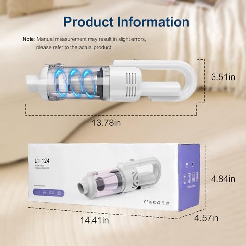 Image of Handheld Vacuum Cordless Rechargeable - Mini Vac for Pet Hair | Car Vacuum Cleaner High Power Portable Vacuum with 12000 Pa | Car Detailing Vacume with LED Light for Home Office Cleaning