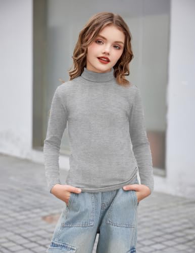 Image of Arshiner Girls Turtleneck Sweater Kids Long Sleeve Knit Pullover Tops
