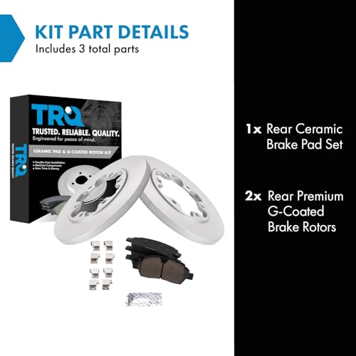 Image of TRQ Rear Brake Pad and Rotor Set Ceramic G Coated Rotors Compatible with 2015-2019 Ford Transit-350 HD