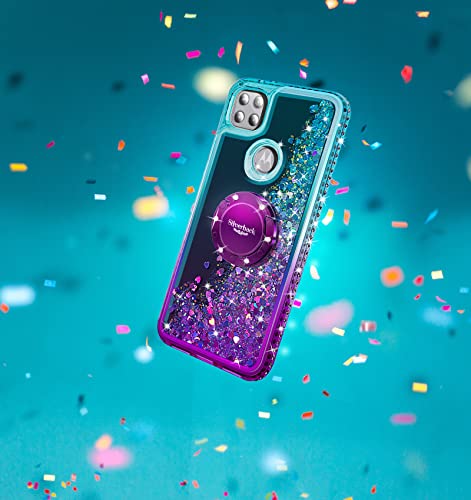 Silverback For Motorola One 5G Ace Phone Case, Moving Liquid Holographic Sparkle Glitter Case With Kickstand, Girls Women Bling Diamond Ring Slim Protective Case For Moto One 5G Ace - Purple #TOP7