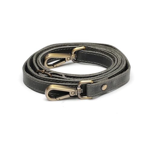 MayaCraft 100% Genuine Leather Purse Strap with Swivel Clasps for Purse Handbags Laptop Cases, Adjustable Length, Handmade, Small, Grey