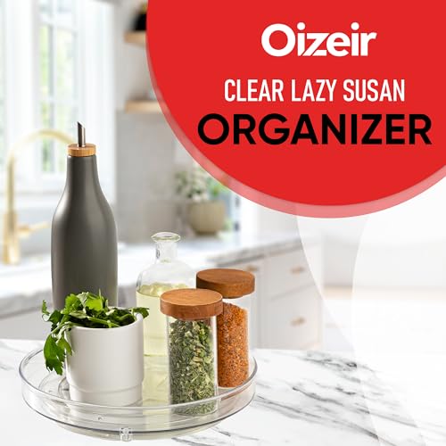 Oizeir Clear Lazy Susan Turntable Organizer (Pack of 4) 9 Inch Acrylic Rotating Storage for Cabinet, Pantry, Fridge, Bathroom, and Vanity Countertops by Oizeir - Image 2