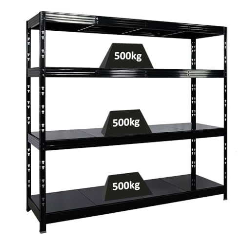 PROREGAL Profi Schwerlastregal Rhino EXTRA BREIT schwarz HxBxT 180x200x60cm Fachlast 500kg 4X Stahlplatten-Ebenen Garagenregal, Lagerregal, Steckregal, Weitspannregal PROREGAL Profi Schwerlastregal Rhino EXTRA BREIT schwarz HxBxT 180x200x60cm Fachlast 500kg 4X Stahlplatten-Ebenen Garagenregal, Lagerregal, Steckregal, Weitspannregal