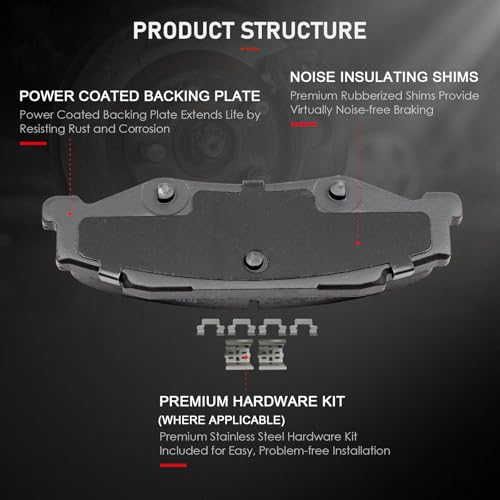 Image of cciyu D731 D732 Front & Rear Semi-Metallic Disc Brake Pads Kit For Cadillac XLR 2004-2009,For Chevrolet Corvette 1997-2004 2006-2013 8PCS