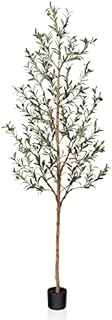 SOGUYI Artificial Olive Tree, 210cm Tall Faux Silk Plant with Natural Wood Trunk and Lifelike Fruits for Home Office Decor - Indoor Fake Potted Tree, 1 Pack