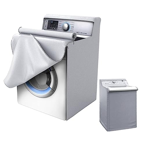 Covolo Washing Machine Cover, Fit for Washer and Dryer Machine for the Top, Patio Dryer Washer Cover Waterproof Dustproof Windproof (W27*D26*H43in Silver)