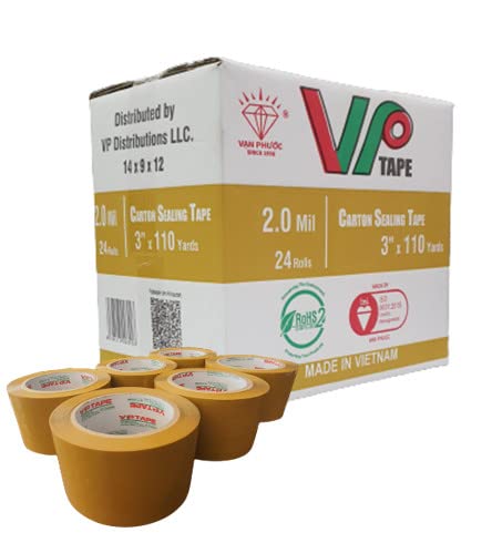 Miniatura 4 de VPTAPE - Cinta de embalaje marrón de 3 pulgadas x 110 yardas, cinta de sellado de cartón de 2.0 mil de grosor, 330 pies, cinta resistente 06 rollos.