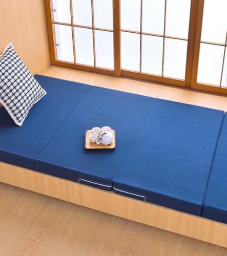 Klappmatratze Einzel-/Doppel-Matratze, 200 cm lang, weicher Schaumstoff-Futon-Bodenbett, Gästematratze mit abnehmbarem Bezug, tragbar, zusammenklappbar, platzsparend – Bild 5