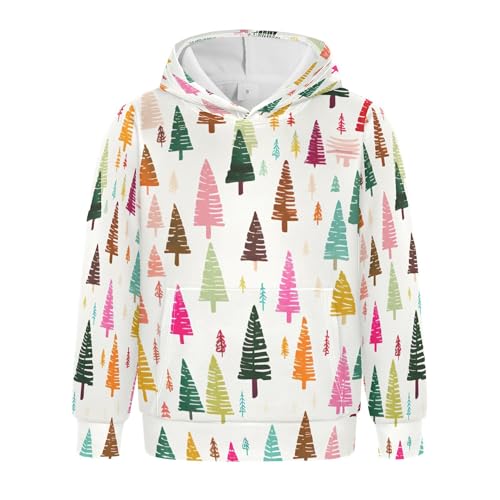 Kids Hoodies Sweaters Christmas Xmas Trees Hooded Sweatshirts with Big Pockets for Boys Girls B0400289