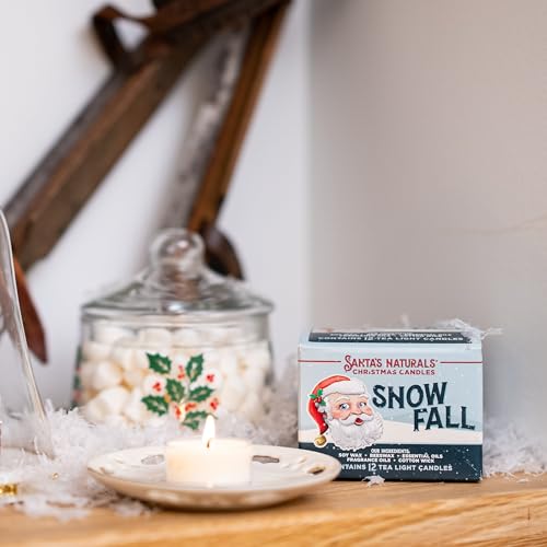 Santas-Naturals-Snow-Fall-Christmas-Tea-Light-Candles-for-Holidays-Gifts-Authentic-Winter-Scent-Soy-Beeswax-Blend-4-Hour-Burn-Each-12-Pack Santas Naturals Snow Fall Christmas Tea Light Candles for Holidays Gifts Authentic Winter Scent Soy Beeswax Blend 4 Hour Burn Each 12 Pack