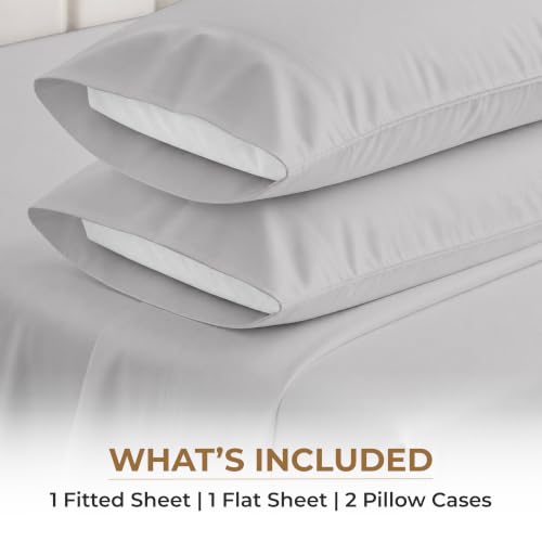 Image of SGI bedding 100% Egyptian Cotton Sheets King Size - 600 Thread Count Sheets Set, Soft, Cooling, 15 inch Deep Pocket, Luxury Hotel Bedding, Breathable, Durable - Light Gray