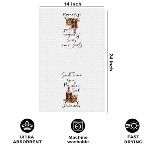 Image of Hanamiya Na Bourbon Gifts Kitchen Bar Towels 24x14 Inch, Flamingos Reusable Dish Towels for Kitchen Bathroom Decor, Waffle Weave Hand Cloth Tea Towel, Whiskey Lover Gifts for Women Girls Friend