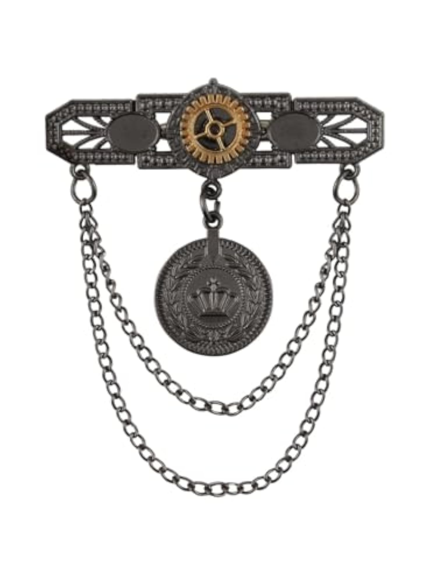 Crown Emblem Gunmetal Colour Brooch for Men