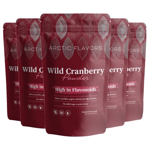 Arctic Flavors Polvo de arándano 425 g (paquete de 5), ideal para batidos, alto en flavonoides y vitamina C, liofilizado, 100% de origen sostenible de los bosques de Finlandia