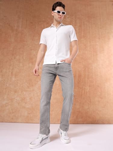 Image of The Indian Garage Co Men Slim Fit Solid Mid-Rise Stretchable Jeans