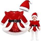 Beipegin Disfraz Papa Noel Bebe La Primera Navidad Recién Nacido Mono Falda Disfraz Mama Noel Bebe Niña